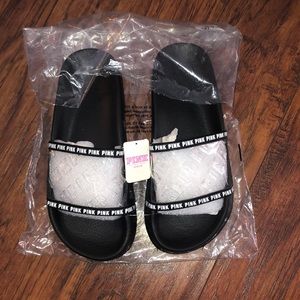Tori a secret pink black and clear slides